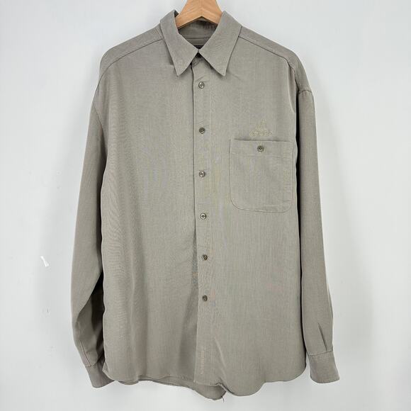 Gear For Sports Embroidered Acrua Logo Long Sleeve Shirt Mens Sz Large Beige - Picture 1 of 6